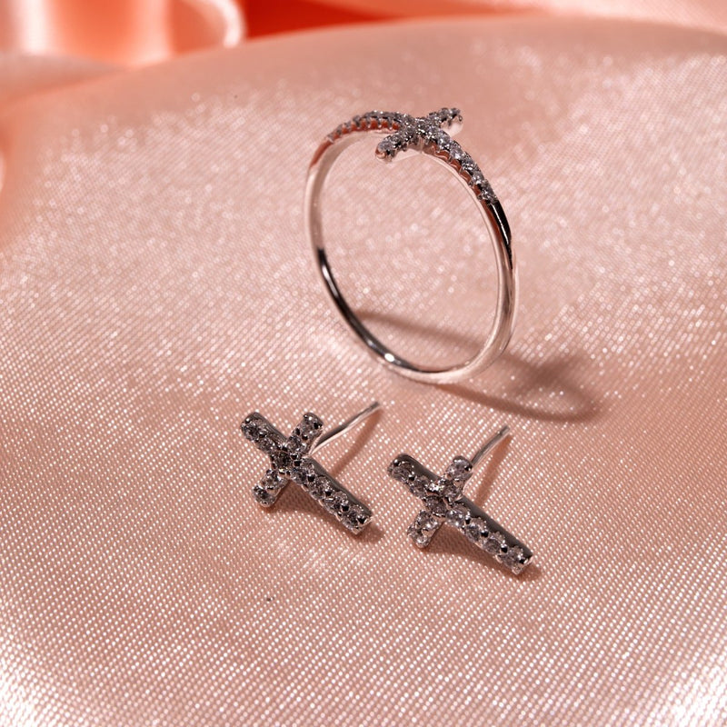 Blessed | .925 Sterling Silver | CZ Diamond Cross Ring
