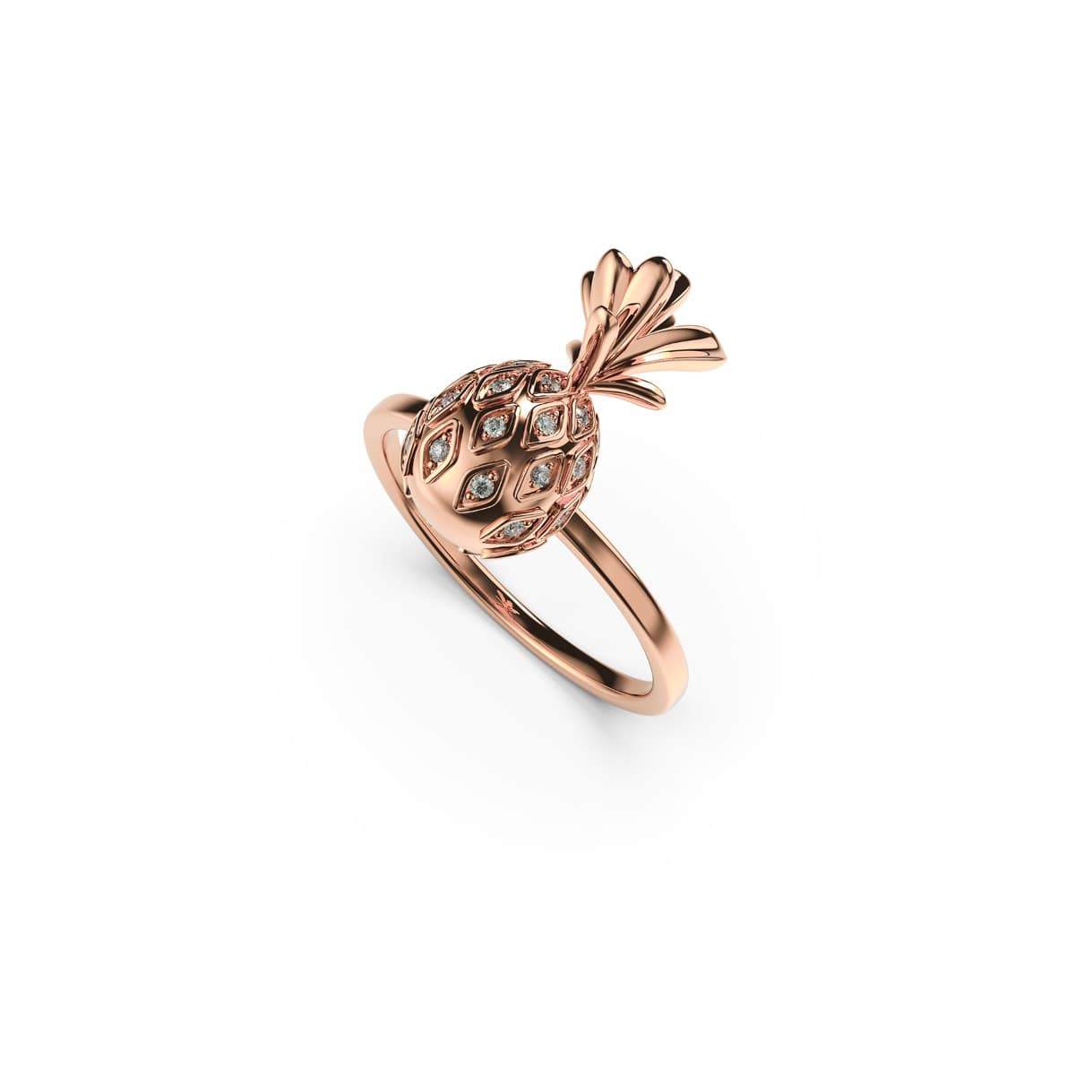 Pina colada | Or Rose Vermeil | Bague ananas diamant CZ