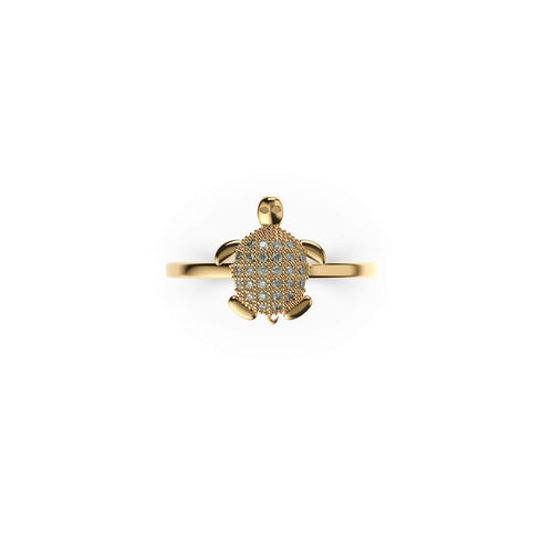 Tortue | Or Vermeil | Bague tortue de mer en diamant CZ