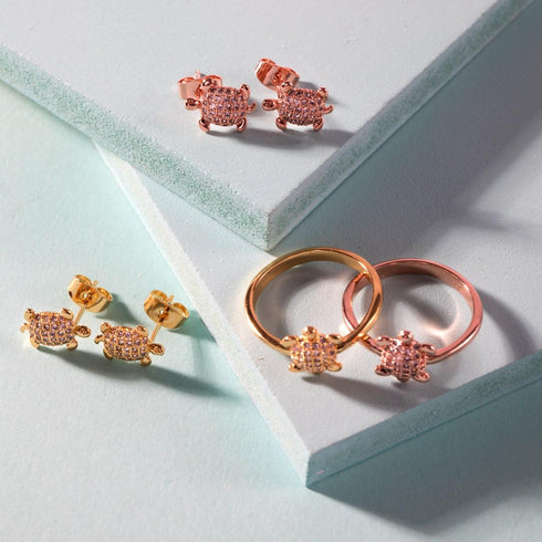Tortue | Or Vermeil | Bague tortue de mer en diamant CZ