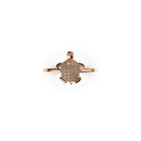 Tortue | Or Rose Vermeil | Bague tortue de mer en diamant CZ