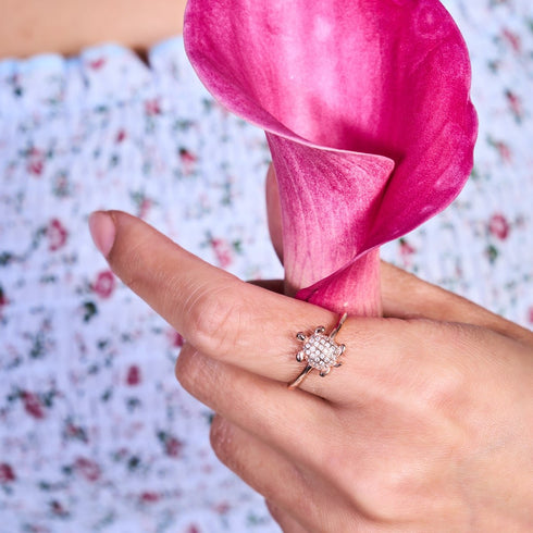 Tortue | Or Rose Vermeil | Bague tortue de mer en diamant CZ