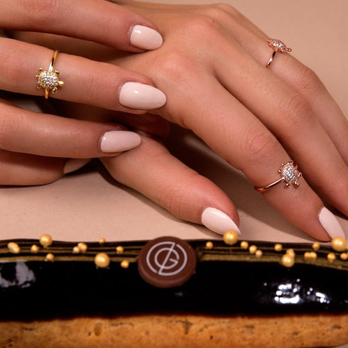 Tortue | Or Rose Vermeil | Bague tortue de mer en diamant CZ