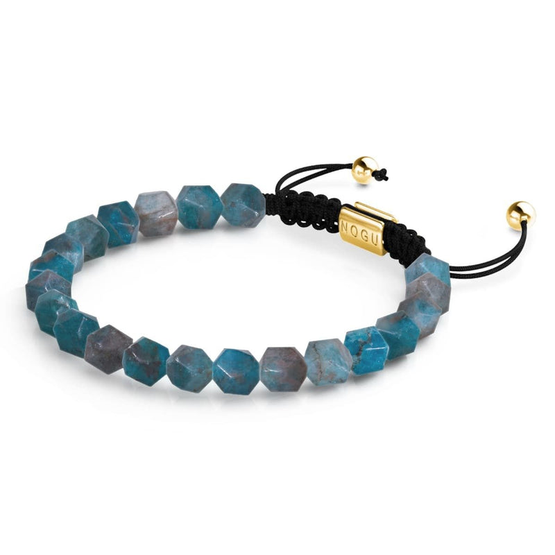Apatite x Or | Bracelet en perles de macramé