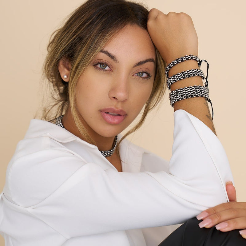 Liens Panda | Bracelet Kismet de luxe | Noir x Argent