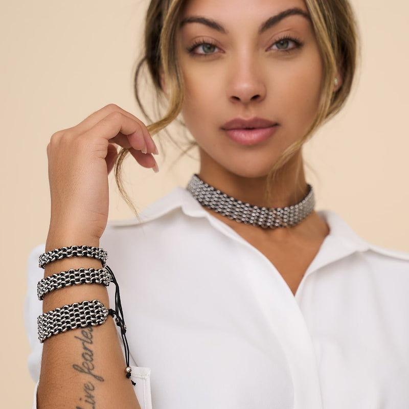 Liens Panda | Bracelet Kismet de luxe | Noir x Argent