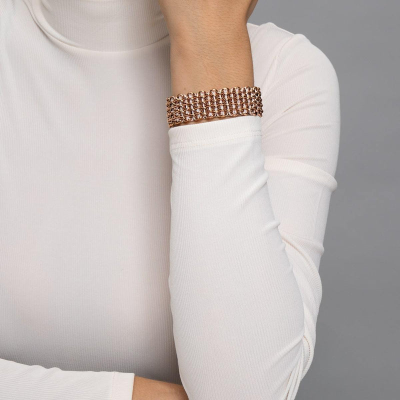 Liens arbre paresseux | Bracelet Kismet de luxe | Blanc x or rose