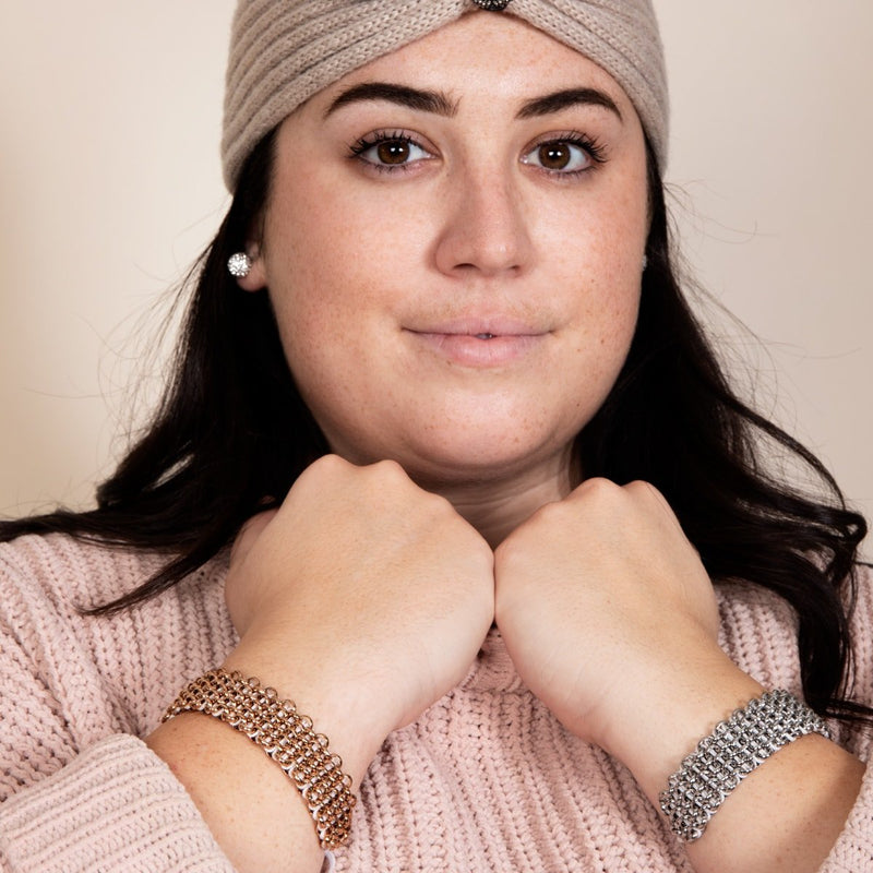 Liens arbre paresseux | Bracelet Kismet de luxe | Blanc x or rose