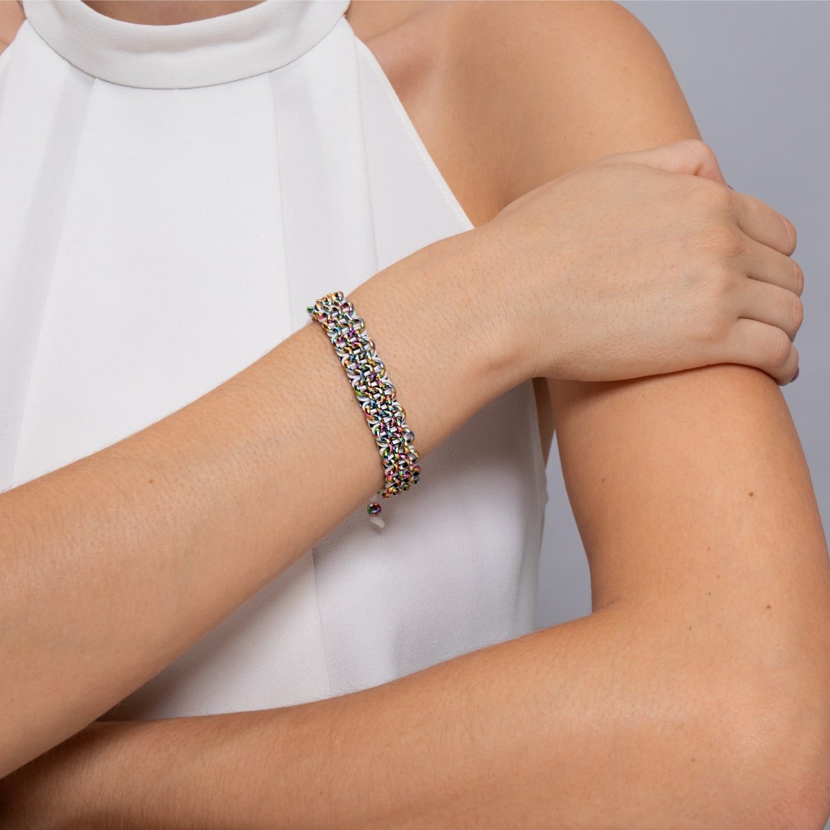 Liens Caméléon | Bracelet Kismet Original | Blanc x Argent Licorne