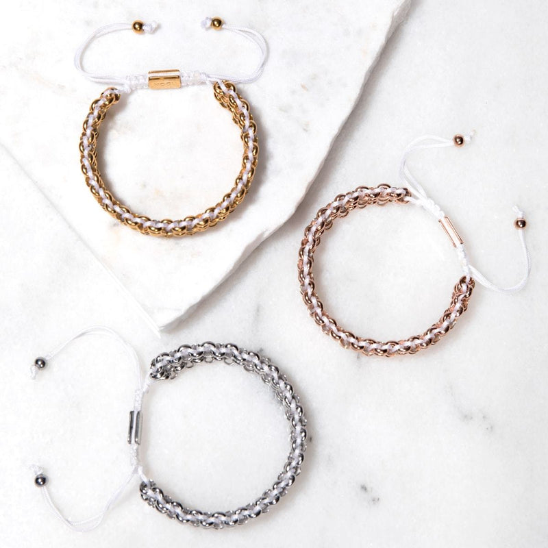 Liens arbre paresseux | Bracelet Kismet Original | Blanc x or rose