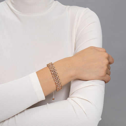 Liens arbre paresseux | Bracelet Kismet Original | Blanc x or rose