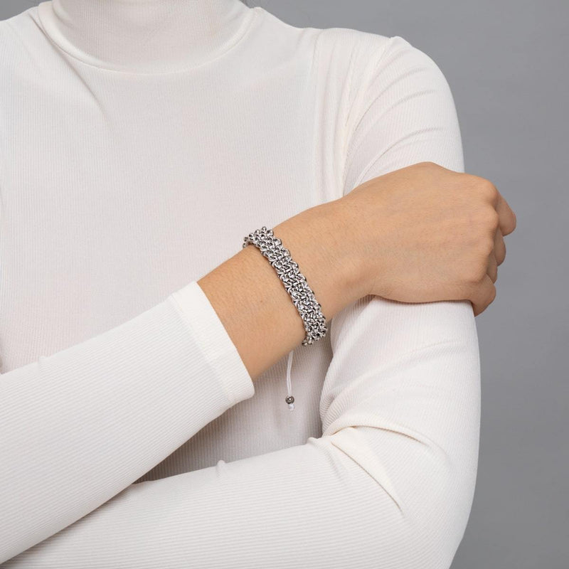 Liens de rhinocéros blancs | Bracelet Kismet Original | Blanc x Argent