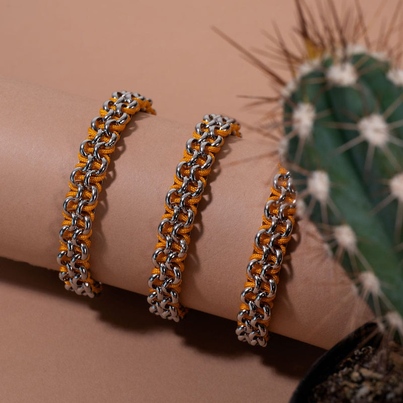 Liens de chameau | Bracelet Mini Kismet | Orange x Argent