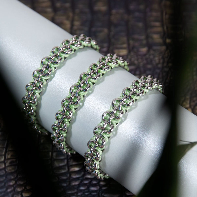 Liens Crocodile | Bracelet Mini Kismet | Vert menthe x argent