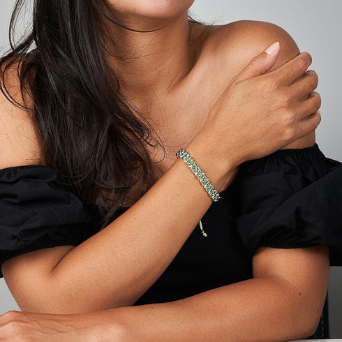 Liens Crocodile | Bracelet Mini Kismet | Vert menthe x argent