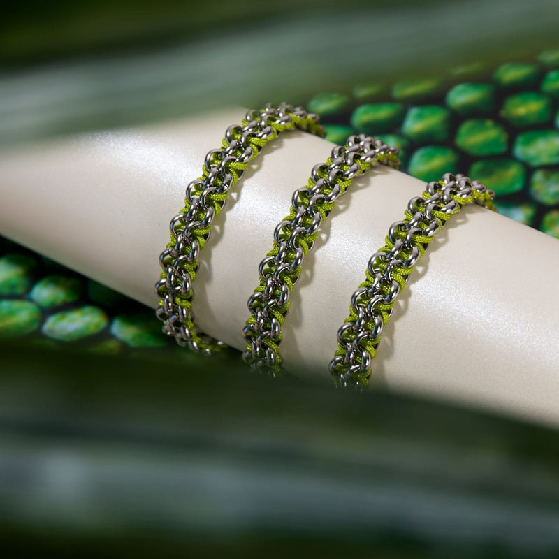 Liens de serpent arbre vert | Bracelet Mini Kismet | Vert citron x Argent