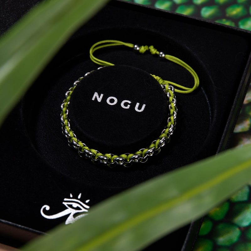 Liens de serpent arbre vert | Bracelet Mini Kismet | Vert citron x Argent