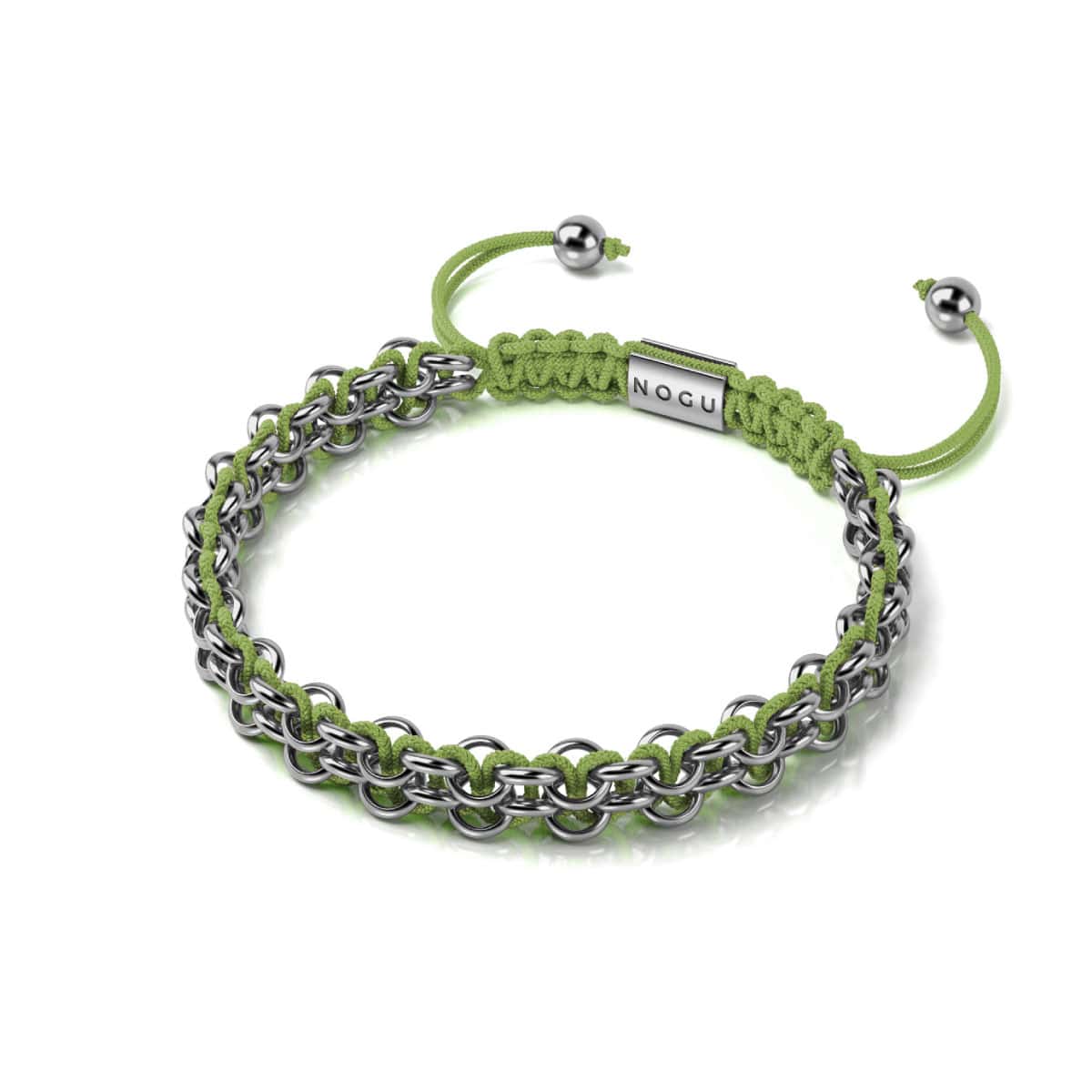 Liens de serpent arbre vert | Bracelet Mini Kismet | Vert citron x Argent