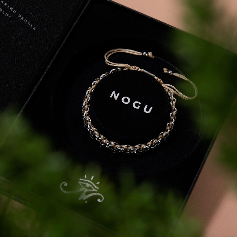 Liens vers l'ours grizzli | Bracelet Mini Kismet | Marron x Argent