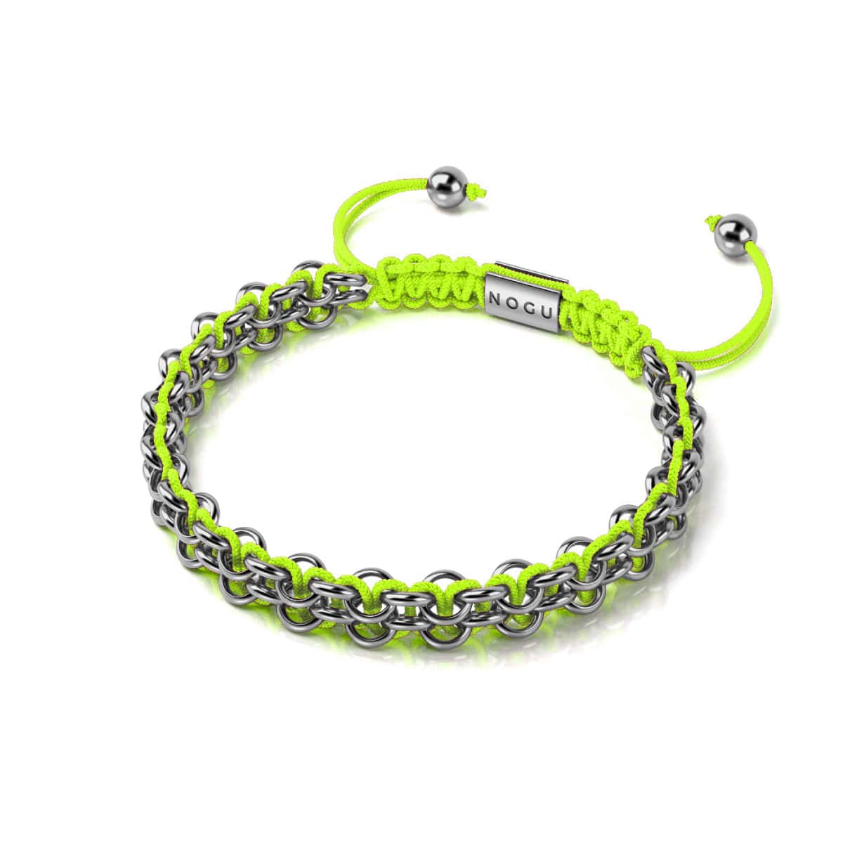 Liens Lama | Bracelet Mini Kismet | Jaune fluo x argent