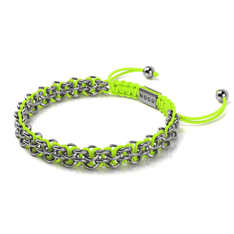 Liens Lama | Bracelet Mini Kismet | Jaune fluo x argent