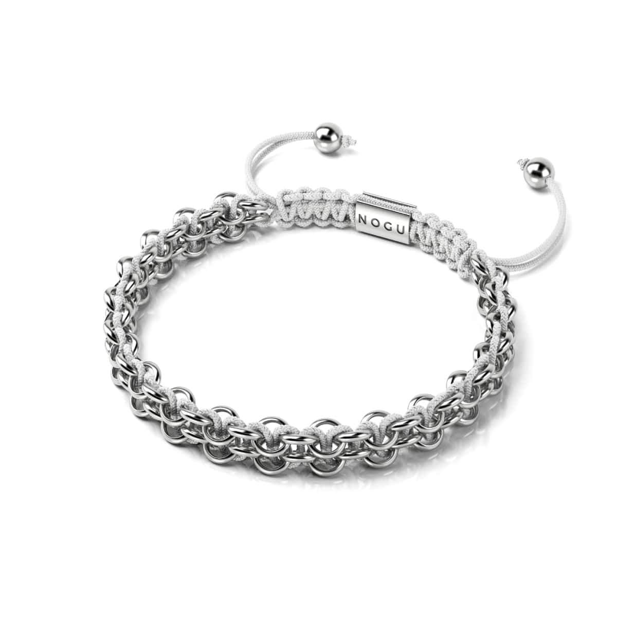Liens de rhinocéros blancs | Bracelet Mini Kismet | Blanc x Argent