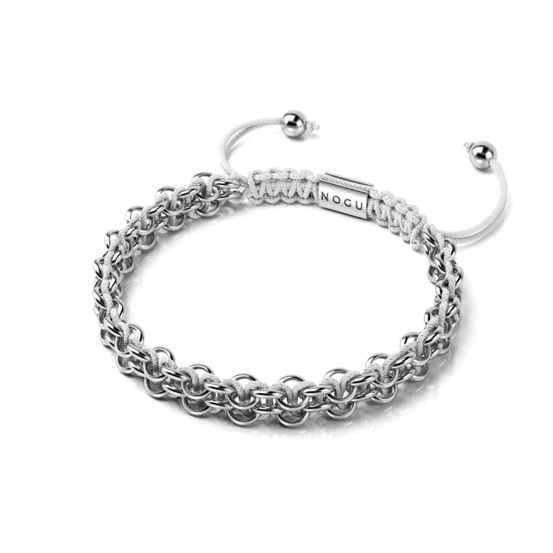 Liens de rhinocéros blancs | Bracelet Mini Kismet | Blanc x Argent