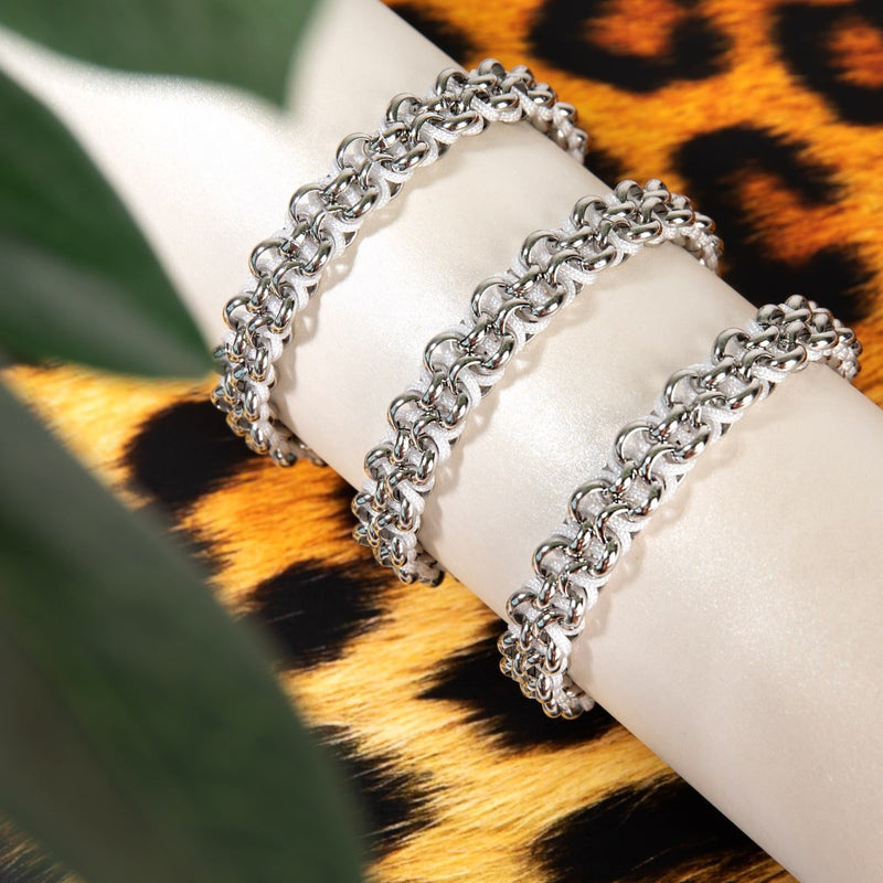 Liens de rhinocéros blancs | Bracelet Mini Kismet | Blanc x Argent