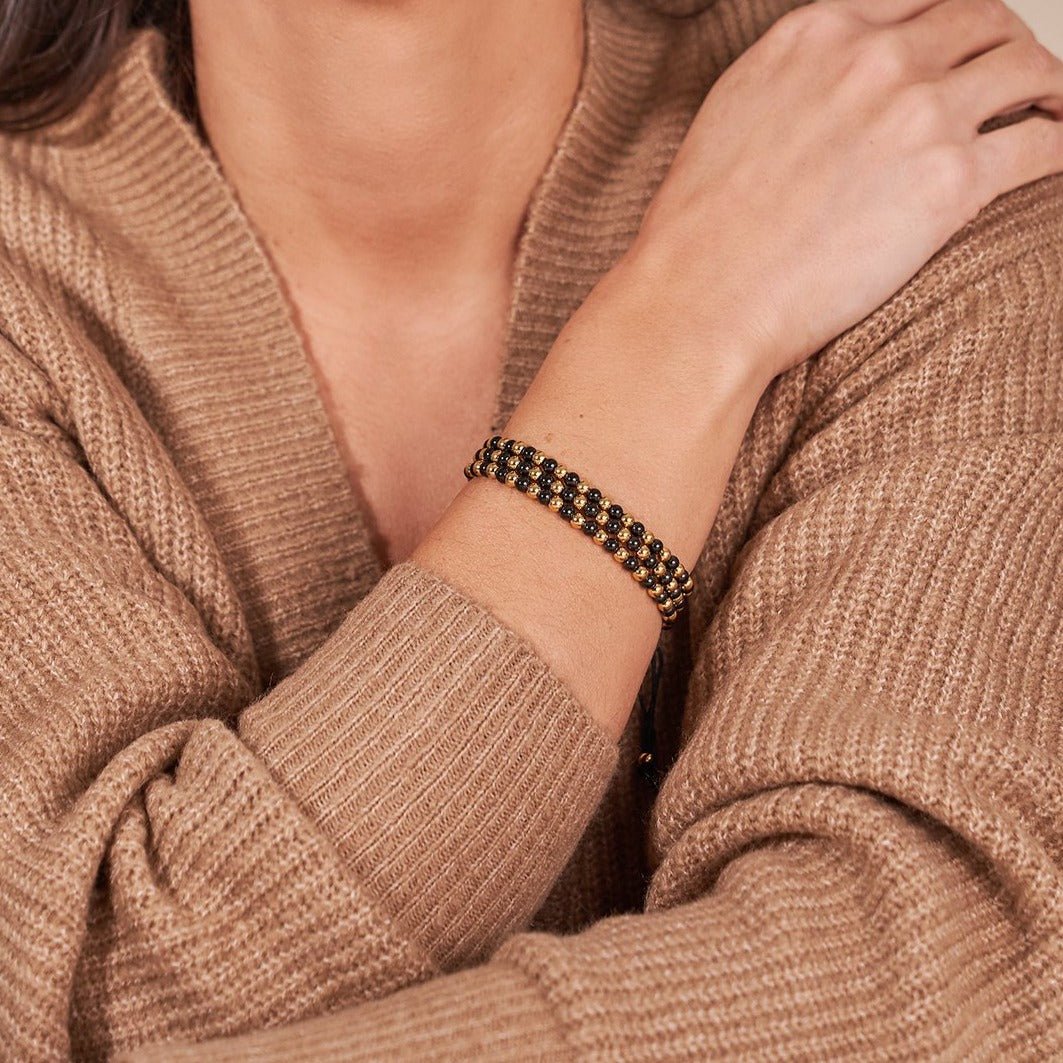 Trinité | Or x Gunmetal | Bracelet Triple Rang