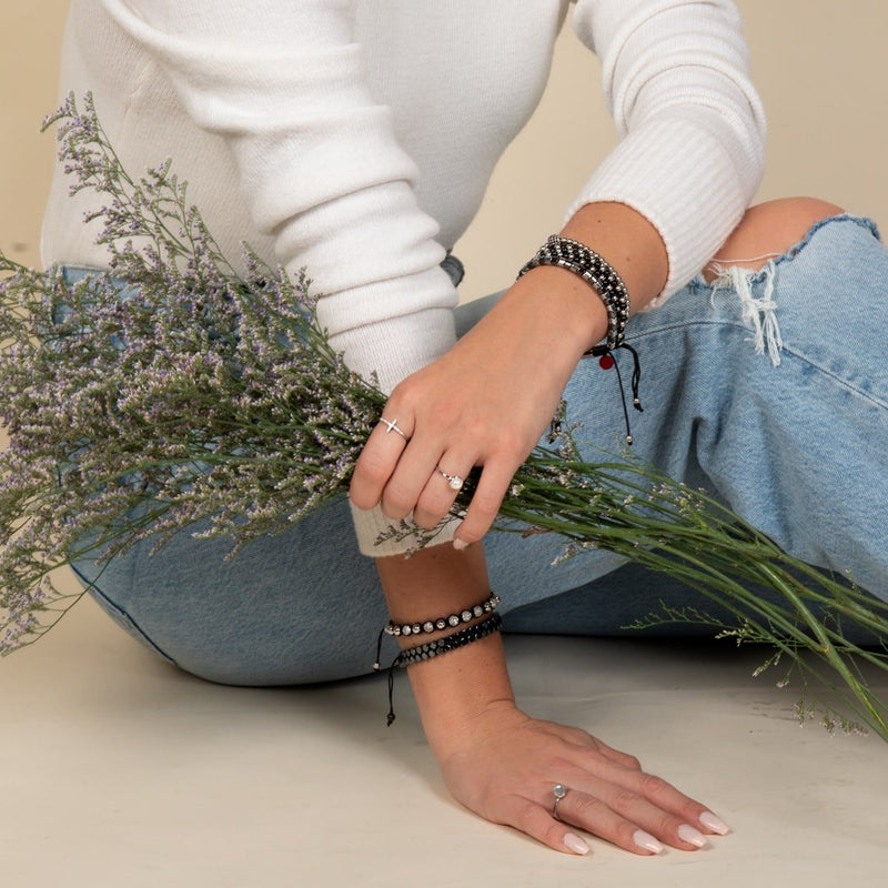 Trinity | Silver x Gunmetal | Triple Strand Bracelet