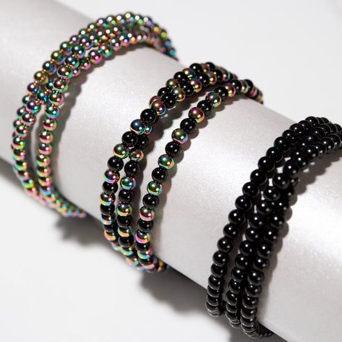 Trinity | Unicorn Silver x Black | Triple Strand Bracelet
