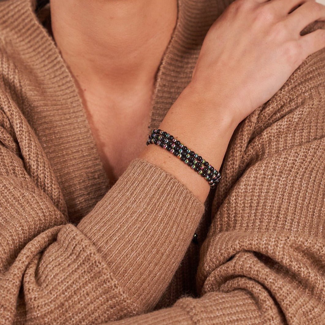 Trinité | Licorne Argent x Gunmetal | Bracelet Triple Rang