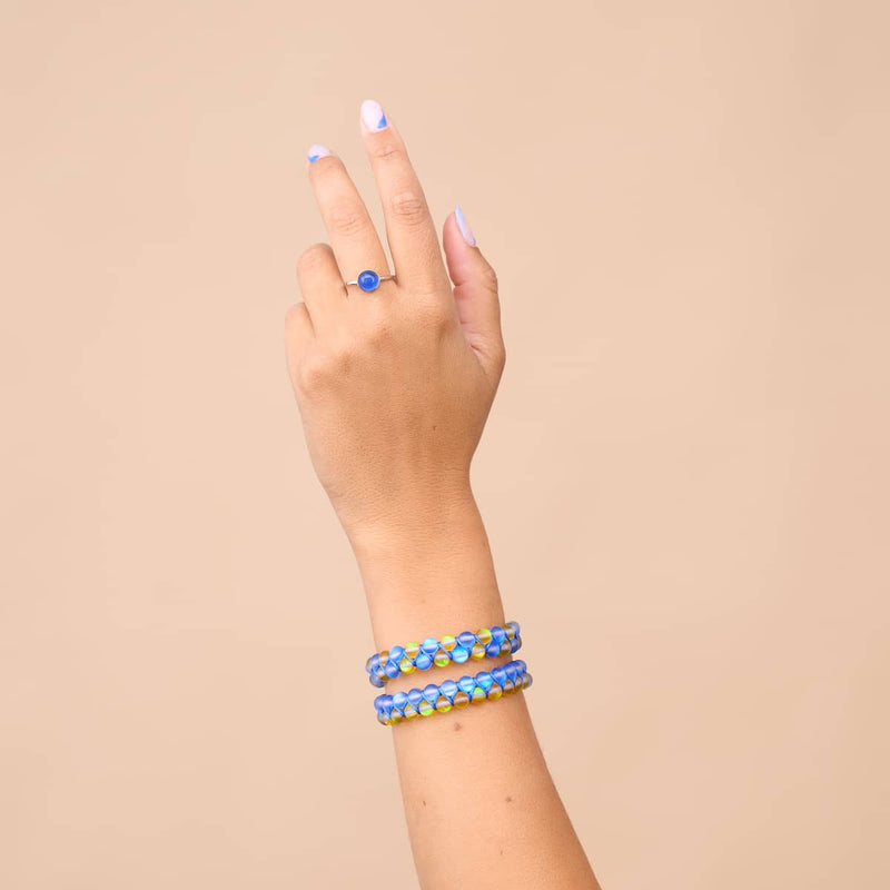 Nuit étoilée I | Aide ukrainienne | Bracelet de perles de verre double sirène