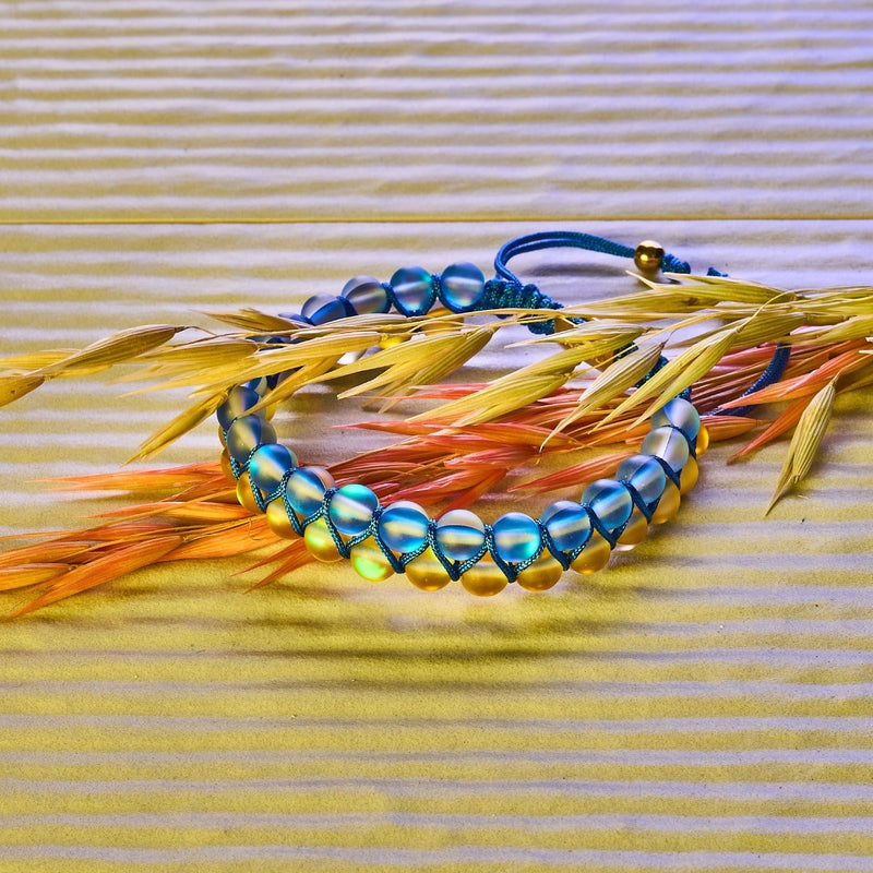 Nuit étoilée II | Aide ukrainienne | Bracelet de perles de verre double sirène