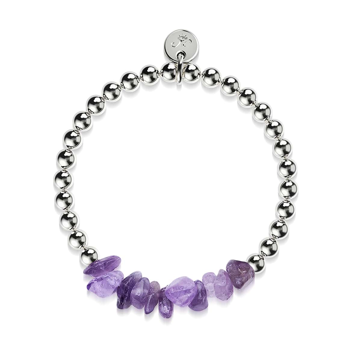 Améthyste | Argent | Bracelet de pierres précieuses non taillées