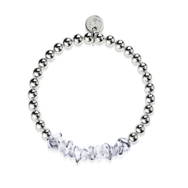 Quartz d'Herkimer | Argent | Bracelet de pierres précieuses non taillées