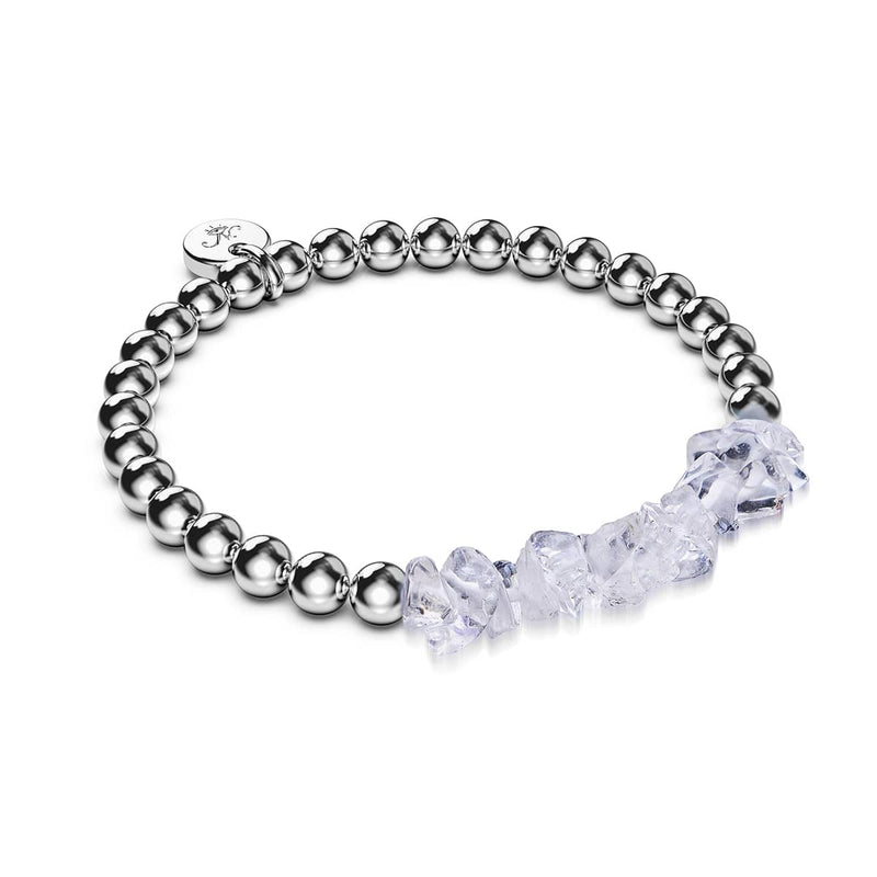 Quartz d'Herkimer | Argent | Bracelet de pierres précieuses non taillées
