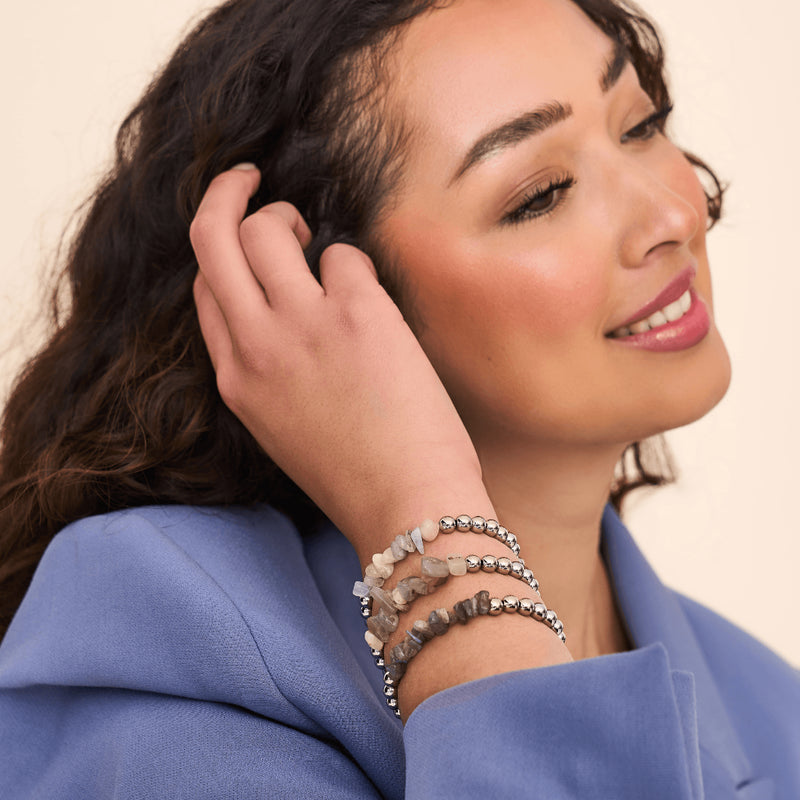 Labradorite | Argent | Bracelet de pierres précieuses non taillées