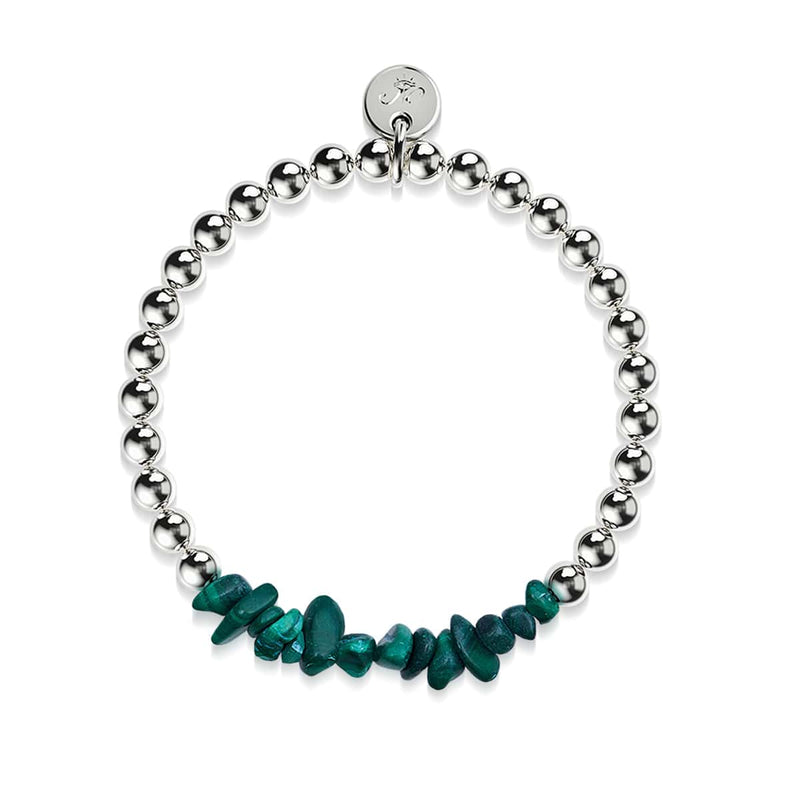 Malachite | Argent | Bracelet de pierres précieuses non taillées
