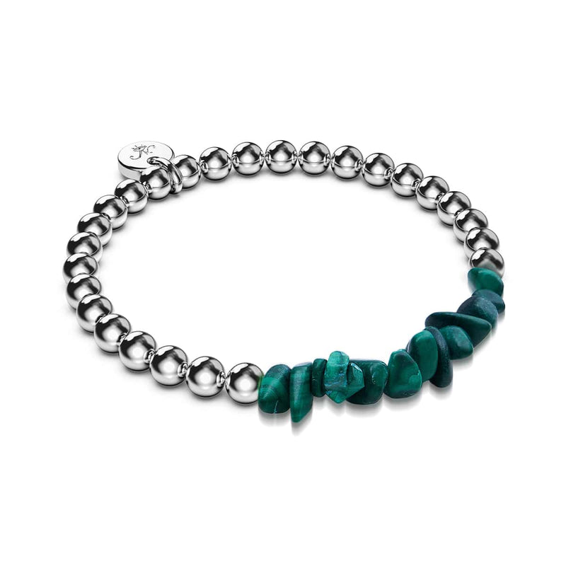 Malachite | Argent | Bracelet de pierres précieuses non taillées