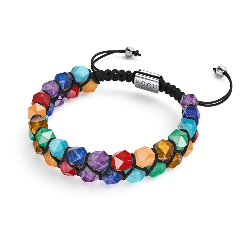 Chakra arc-en-ciel | Bracelet Geom 7 pierres précieuses | Argent