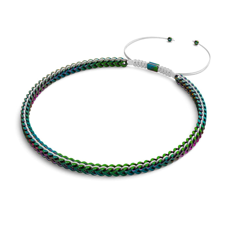 Blanc x Argent Licorne | Chaîne de blé Gaia | Collier ras du cou