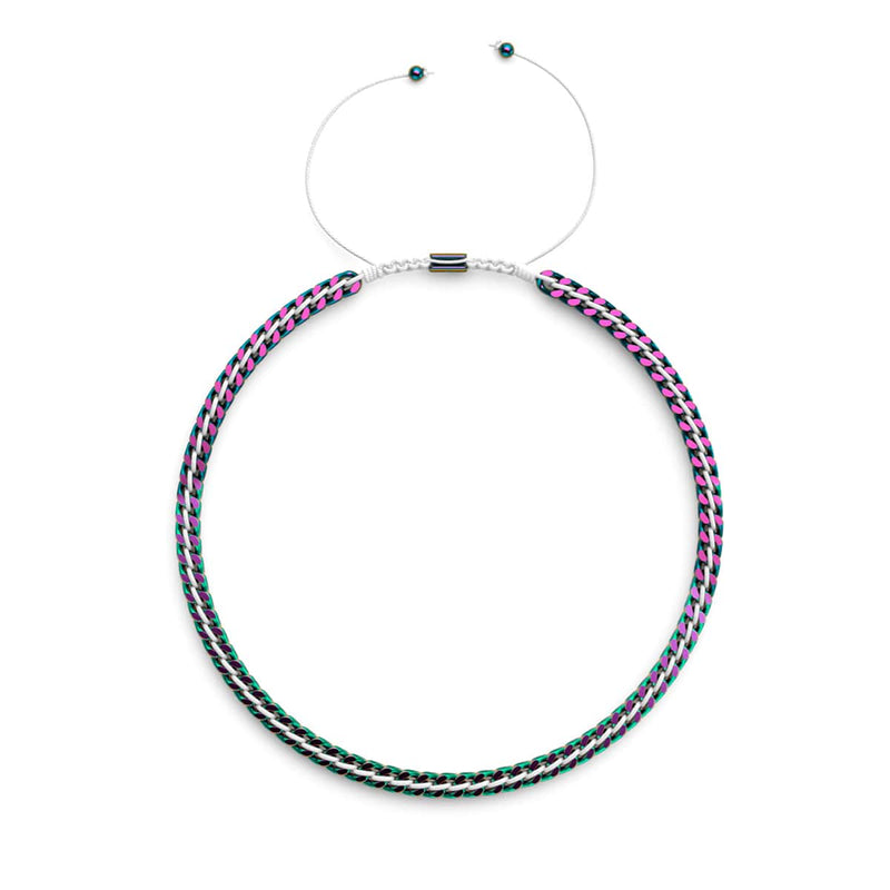 Blanc x Argent Licorne | Chaîne de blé Gaia | Collier ras du cou