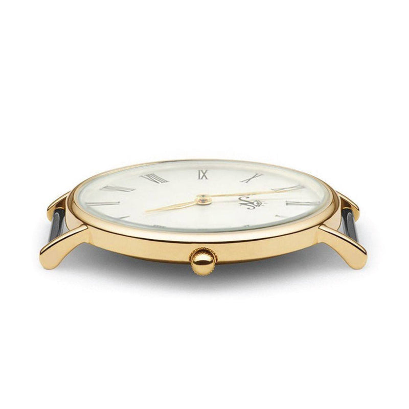 Lansdowne - Gold Timepiece with Black Leather