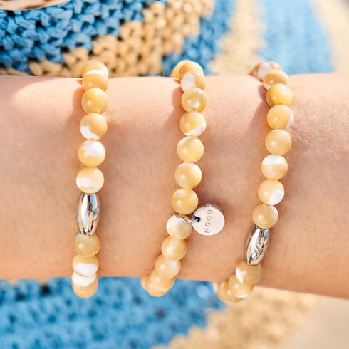 Caramel x Silver | Abalone Bracelet