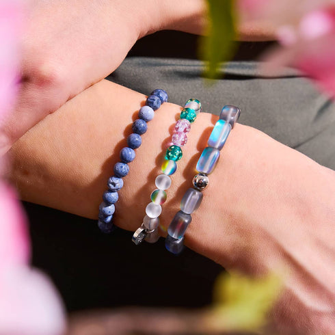 Bracelet en ormeau bleu denim x argent