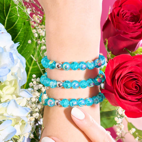 Curaçao bleu | Argent sterling 925 | Bracelet en verre à bulles
