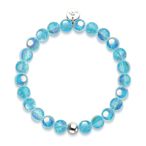Curaçao bleu | Argent sterling 925 | Bracelet en verre à bulles
