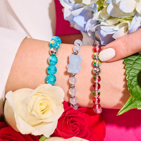 Curaçao bleu | Argent sterling 925 | Bracelet en verre à bulles
