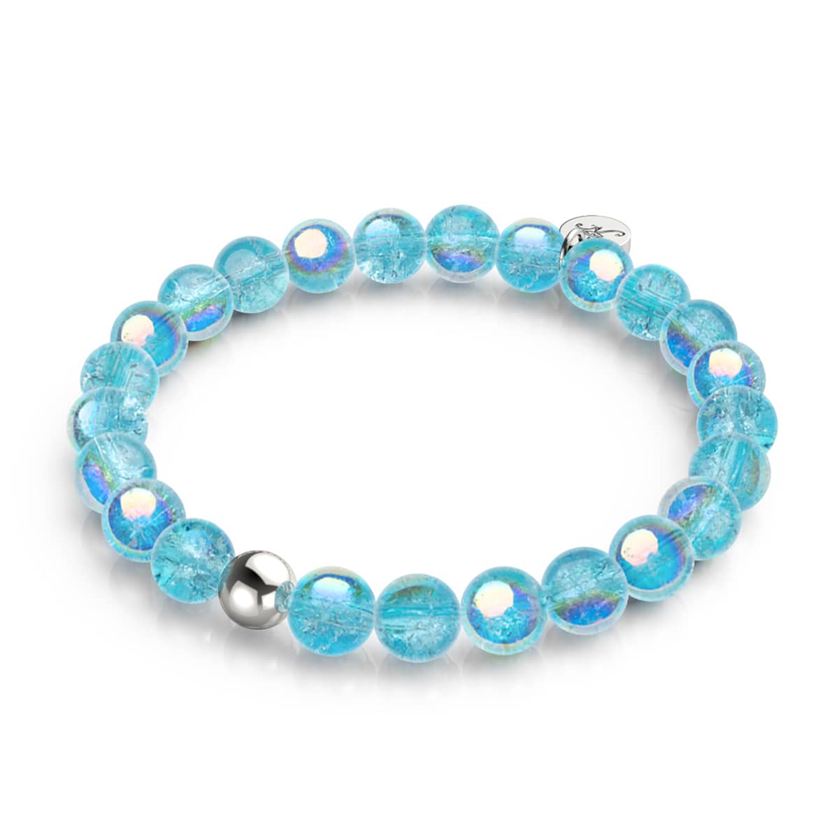 Curaçao bleu | Argent sterling 925 | Bracelet en verre à bulles